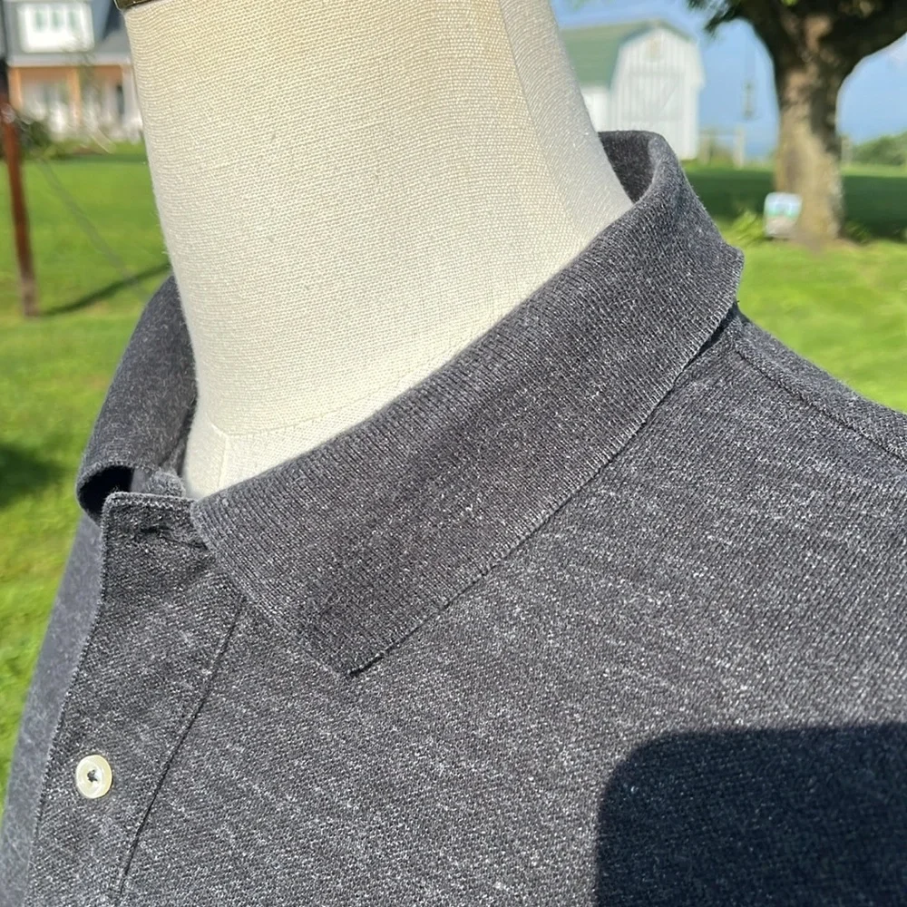 Polo Ralph Lauren Charcoal Cool Cross Dyed Pattern L/S Polo Shirt Men's Sz XXL